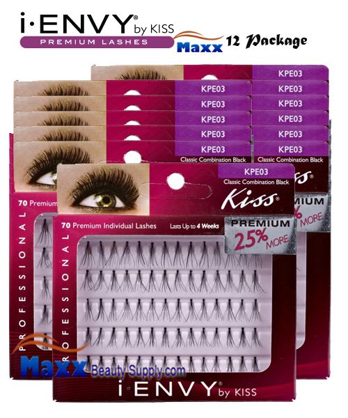12 Package - Kiss i Envy Individual Eyelashes - KPE03 - Classic Flare Como Black